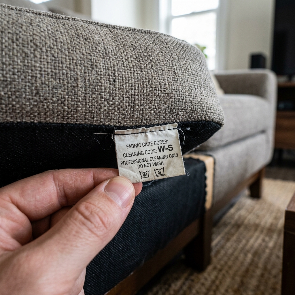 Code de nettoyage sur étiquette de tissu